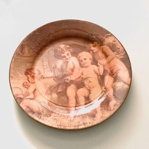 Vintage golden cherub angel plate